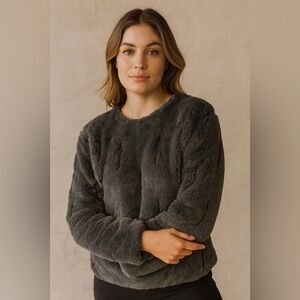 Dylan‎ Shag Sherpa Soft Cowl Neck Faux Fur Oversized Top Small S Unique Luxury